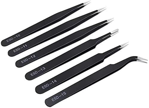 Art Ranger Tweezer Plucker for Eyebrow, Upper Lips, Blackhead Removal, Facial Hair For Women & Men, for Electronics, Laboratory Work, Jewelry-Making, Craft,Soldering,Precision Tweezers Set of 6