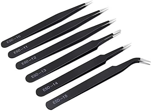 Art Ranger Tweezer Plucker for Eyebrow, Upper Lips, Blackhead Removal, Facial Hair For Women & Men, for Electronics, Laboratory Work, Jewelry-Making, Craft,Soldering,Precision Tweezers Set of 6