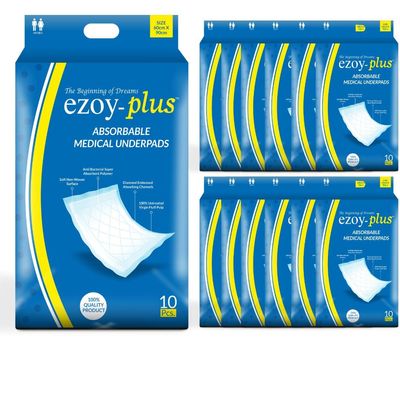 Ezoyplus Premium Protection Underpads ,60*90 cm| Xtra Absorbency & Leak Protection (Underpad, 20, Piece)