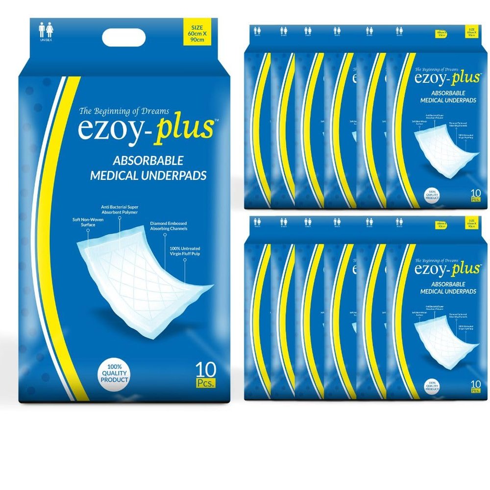 Ezoyplus Premium Protection Underpads ,60*90 cm| Xtra Absorbency & Leak Protection (Underpad, 20, Piece)
