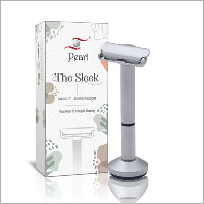 The Pearl Shaving Sleek Razor With Stand- Revolutionary Eco Friendly Single Edge Safety Razor Alternative for Smooth Shave Experience, Single Blade for All Skin Types | Rakshabandhan Gift Options