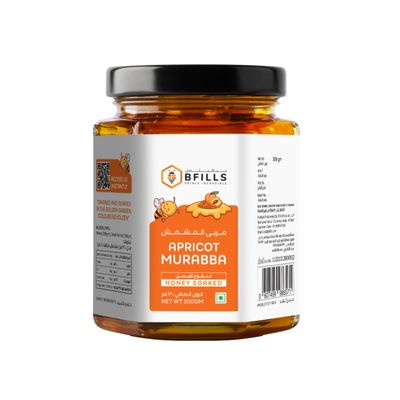 BFILLS Farm Fresh Honey Fruit Jam | 300gm | Marmalade | Organic Jam | Marmalade Jam | Mixed Fruit Jam | Bread Jam | Natural Jam | Healthy Jam (Apricot Murabba)