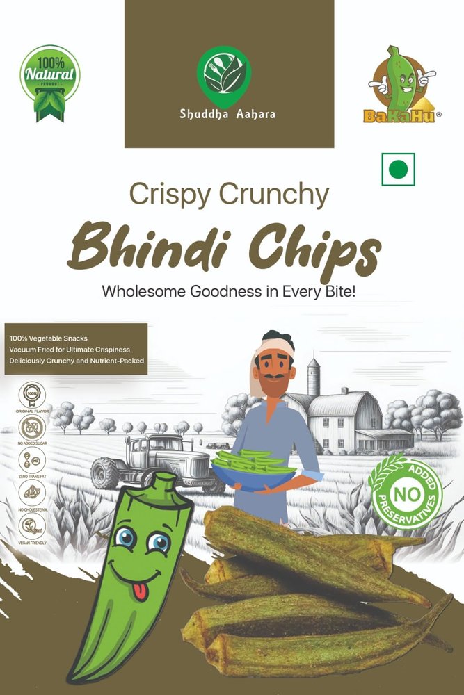 BAKAHU Crispy & Crunchy Bhindi (Okra) Chips, Vacuum Fried Delights, Combo Pack - 50g Each (Pack of 4)