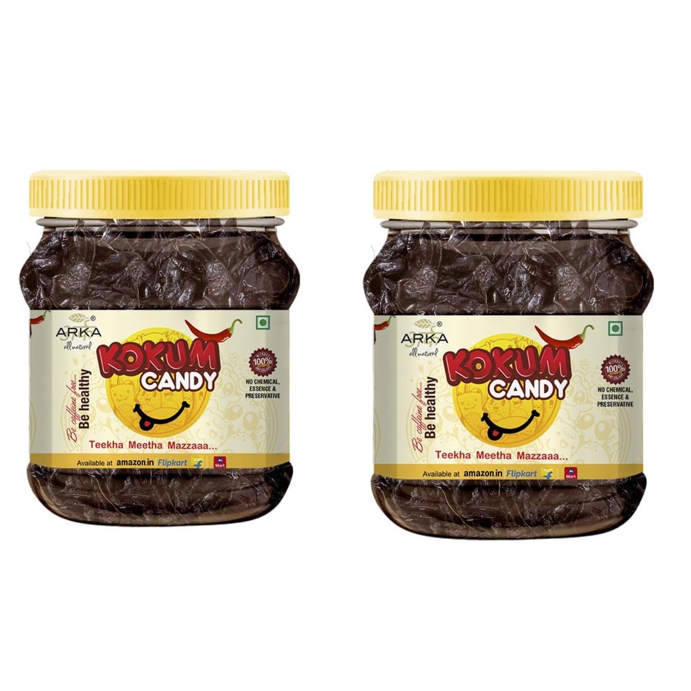 Arka All Natural 2 Pack Kokum Candy, Spicy Teekha Meetha Tangy Chatpata, Good for Digestion - 200g each