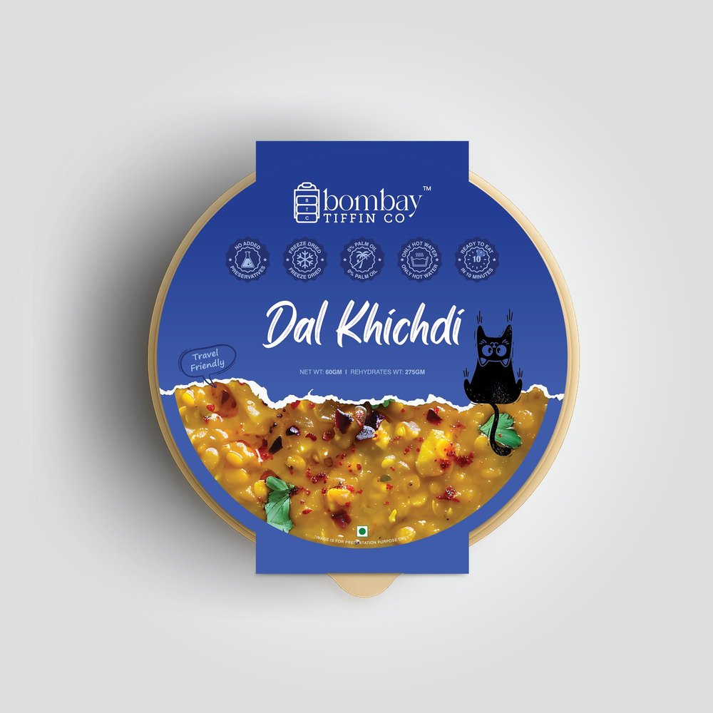 BOMBAY TIFFIN CO Freeze Dried Ready to Cook Dal Khichdi | 100% Natural, No Additives, Ready under 10 minutes (60g)
