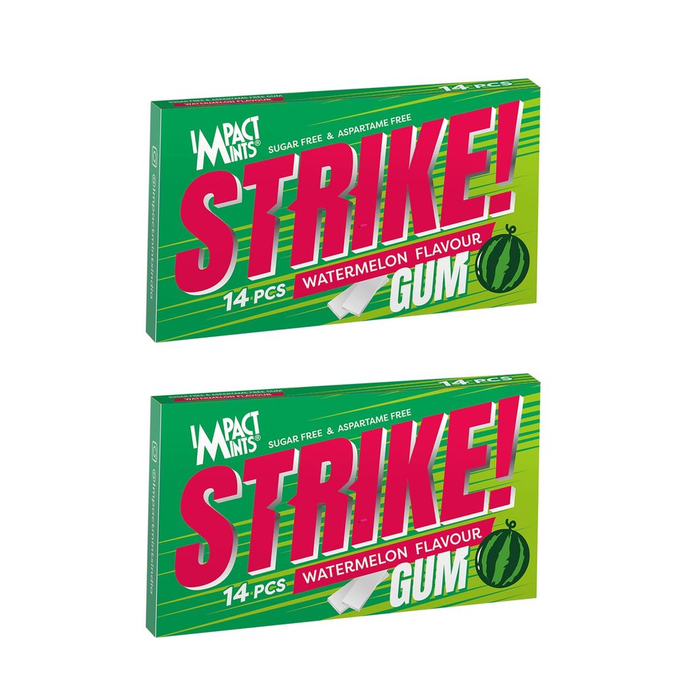 IMPACT MINTS Strike Sugar Free&Aspartame Free Chewing Gum,29G,Watermelon Flavour-Pack Of 2