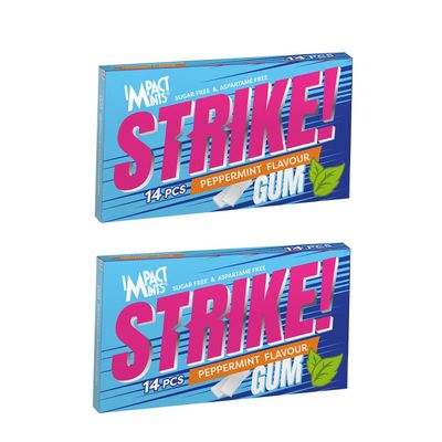 Impact Mints Strike Sugar Free & Aspartame Free Chewing Gum, 29g, Peppermint Flavour - Pack of 2