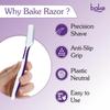 BAKE Reusable Face Razor for Women Facial Hair (3 Razors) | Instant Glow & Painless Hair Remover | For Eyebrows, Upper Lip, Chin, Peach Fuzz, Forehead, Unibrow, Sideburns | Precision Shave, Anti Slip Grip, Plastic Neutral view 2