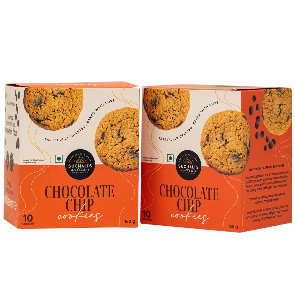 Blue Tokai Coffee Roasters Suchali's Artisan Bakehouse Chocolate Chip Cookies|10 Cookies In Each Pack|Zero Maida & Healthy Nutritious|(16G X 10)|Pack Of 2,320 Grams