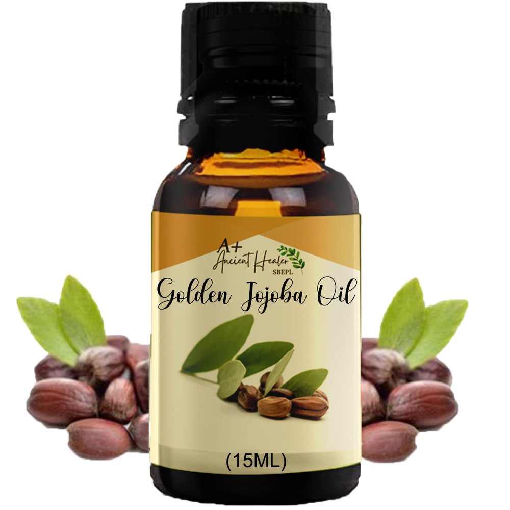ANCIENT HEALER Golden Jojoba Essential Oil | Natural & Organic Scent Oil for Skin, Face, Hair, Aromatherapy, and Candle Making | Pure Oil for Skincare and Relaxation - 15ml