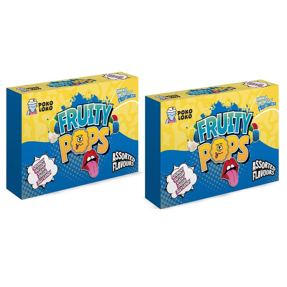 Poko Loko Fruity Pops Jelly Candy, 90g, Crunchy Outside Chewy Inside Jelly Candy - Pack of 2