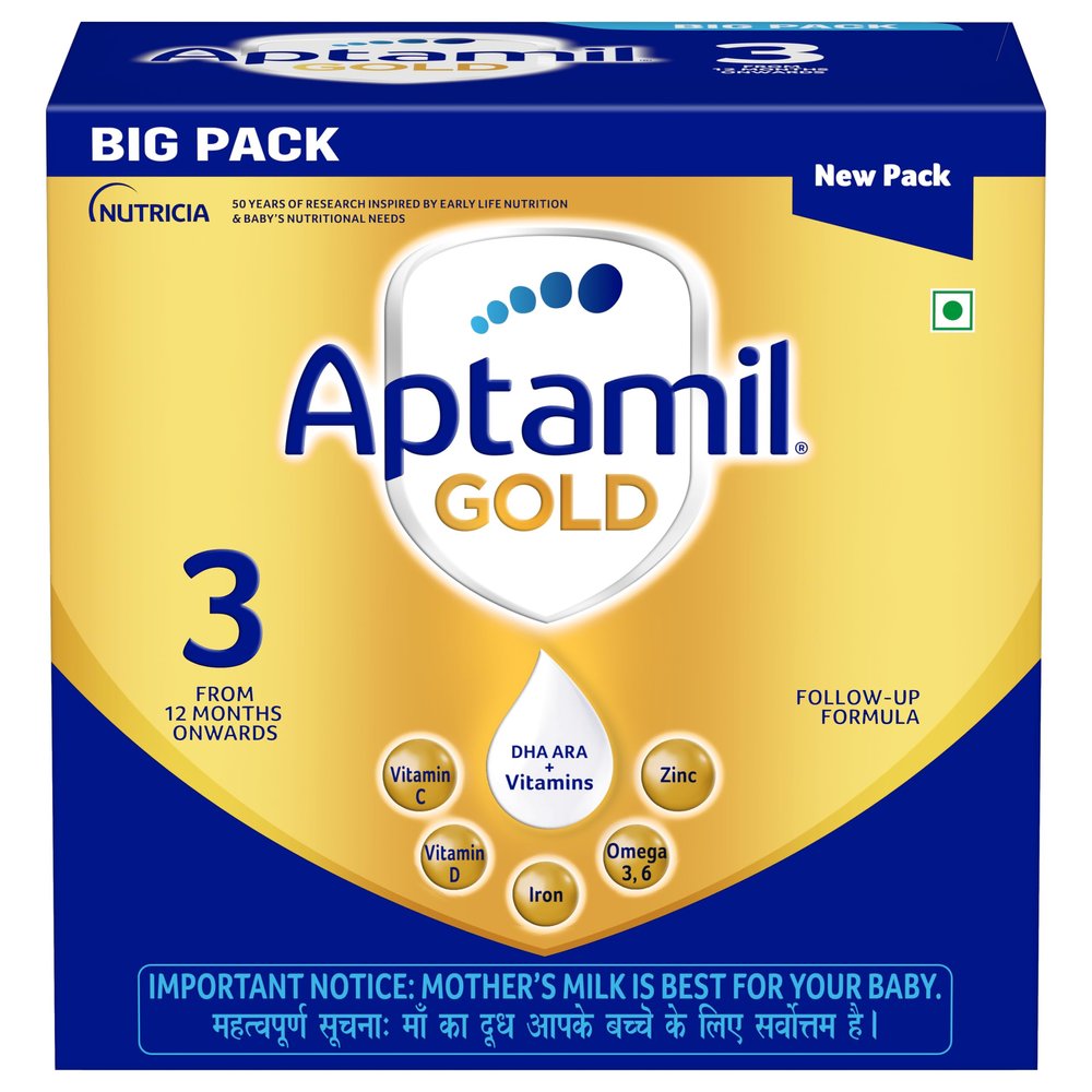 Aptamil Gold Infant Formula Milk Powder for Babies - Stage 3 (12 month onwards) - with Prebiotics and DHA - 1.2 kgs - Large Pack