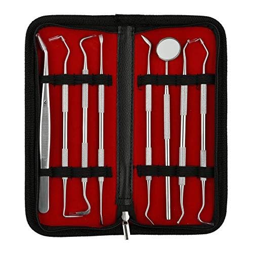 KIRA Dental Tools, Dental Pick Teeth Cleaning Tools, Dental Hygiene Kit, Plaque Remover for Teeth, Professional Stainless Steel Tooth Scraper Plaque Tartar Cleaner with Case & Pet Use