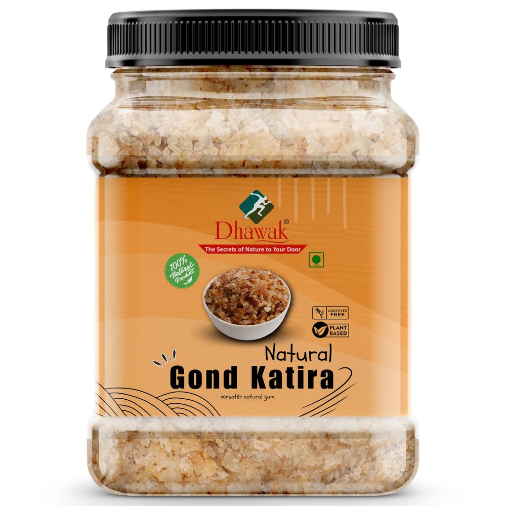 DHAWAK Gond Katira Edible Gum 1000 gms |Tragacanth Gum Jar Pack Dried Gum