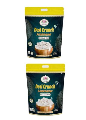 Desi Crunch Makhana Regular Plus Phool Makhana | Premium Lotus Seeds | Foxnuts - 250g x2