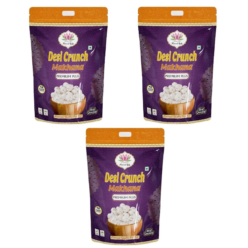 Desi Crunch Makhana Premium Plus Phool Makhana | Premium Lotus Seeds | Foxnuts - 250g x 3