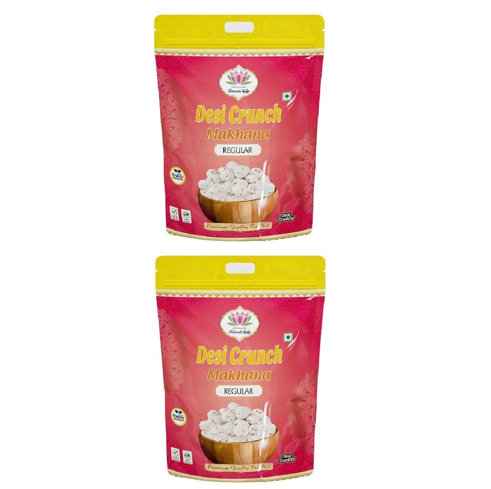 Desi Crunch Makhana Regular Phool Makhana | Premium Lotus Seeds | Foxnuts - 250g x 2