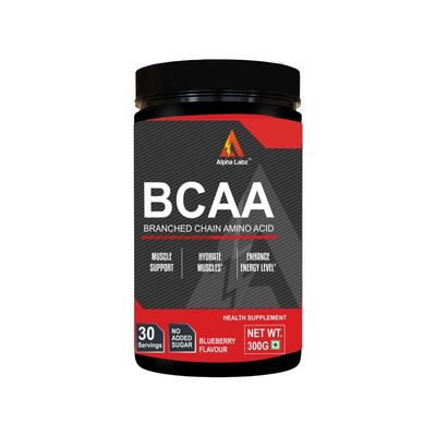 Alpha Labz BCAA - Branched Chain Essential Amino Acids, Post Workout Muscle Recovery Drink with Amino Acids - Pre/Post & Intra Workout Supplement For Recovery & Performance Boost for Men & Women [30 Servings, Blueberry, 300g]