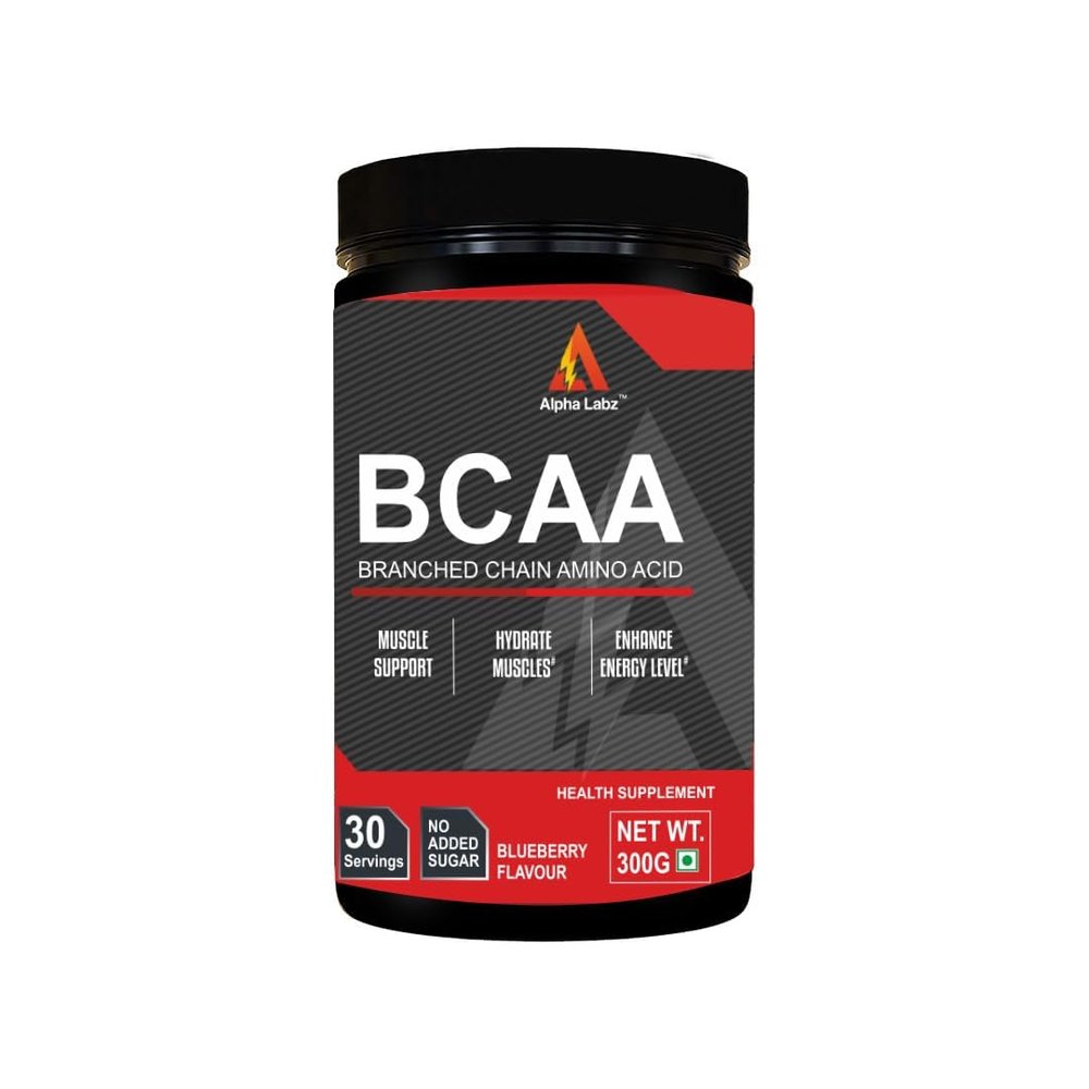 Alpha Labz BCAA - Branched Chain Essential Amino Acids, Post Workout Muscle Recovery Drink with Amino Acids - Pre/Post & Intra Workout Supplement For Recovery & Performance Boost for Men & Women [30 Servings, Blueberry, 300g]