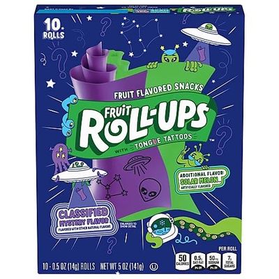 Fruit Roll Ups Tongue Tattoots Fruit Mystery Flavor Each Roll Comes With an Assortment Of Tongue Tattoos For Wacky Fun 10 Rolls 141g (USA)