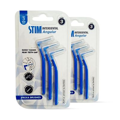 STIM Interdental Manual Adults Angular Brush Iso 3 For Wide Gaps,Smooth Cleaning Between Teeth,Dentist Recommended,Made In India (Blue,6 Brushes,Pack Of 2)