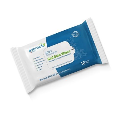 Everactiv Soft Body Cleansing Wet Bed Bath Wipes | Nourishing and Moisturizing | Extra Large | Body Sponging (Pack of 1)