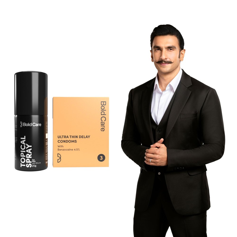 Bold Care EXTEND Non-Transferable Spray for Men - 20g (Pack of 1) + Bold Care Ultra Thin Long Last Condoms - Lubricated, Natural Latex (Pack of 3) - Combo