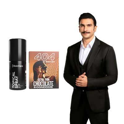 Bold Care EXTEND Non-Transferable Spray for Men - 20g (Pack of 1) + Bold Care 404 Super Ultra Thin Chocolate Flavored Condoms For Men - 60 Microns, With Disposable Pouches (Pack of 3) - Combo