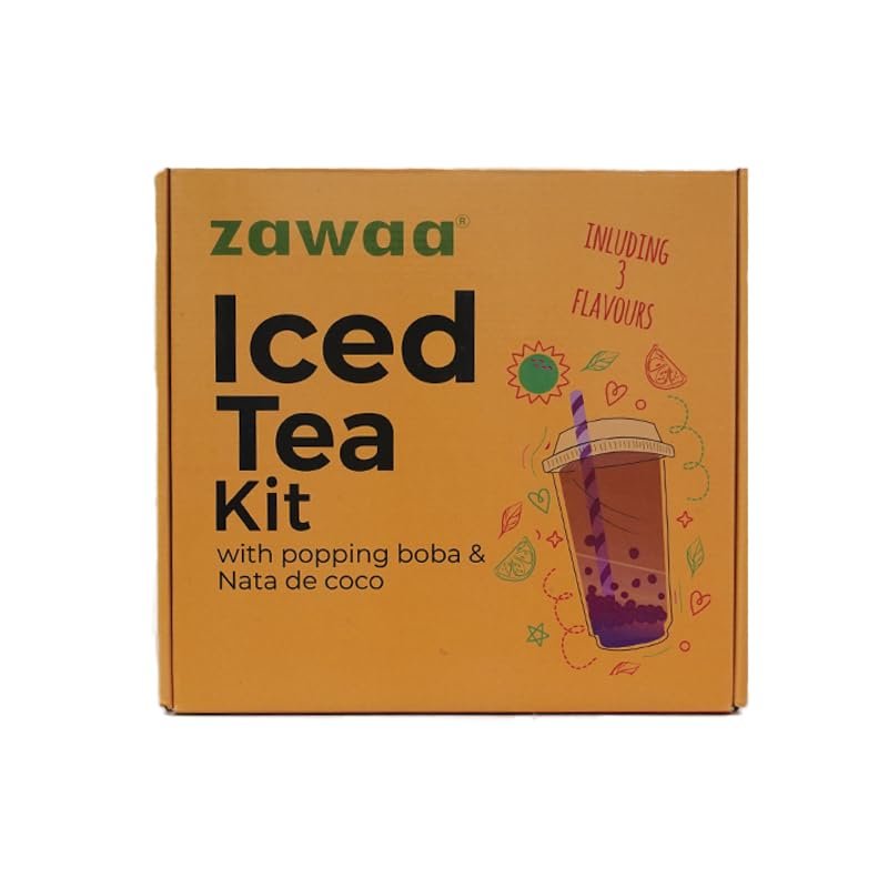ZAWAA Foods- Iced Tea Kit (Berry kit) | Popping Boba & Nata de Coco