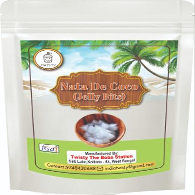 Twisty The Boba Station 1 Kg Nata De Coco (Jelly Bits) for Bubble Tea, Milkshakes, Ice Cream And Smoothies | Coconut Flavour I Delicious And Refreshing | Easy To Use I Pack of 1 (1000 Grams)
