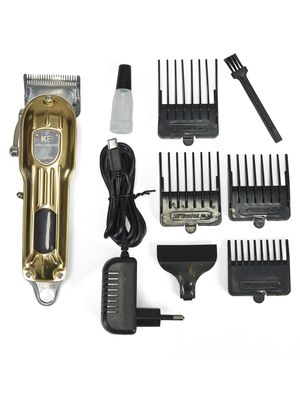 KFI Gold Metal Beardo Mens Trimmer | with 1-3mm adjustable Lever | 2000m Battery with C - type charging with adaptor | Cordless with 4 Guide Combs | with 120 min run time