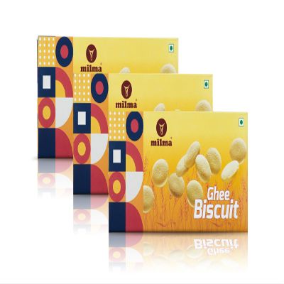 Milma Ghee Biscuits, 432g (Pack of 3, 144g each) | Authentic Indian Cookies made with Pure Ghee | Perfect Tea Time Snack