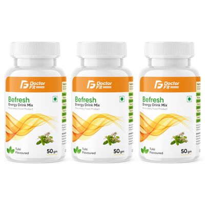 DOCTORFIT Befresh Energy Drink Mix ((50g Pack of 3), Tulsi)