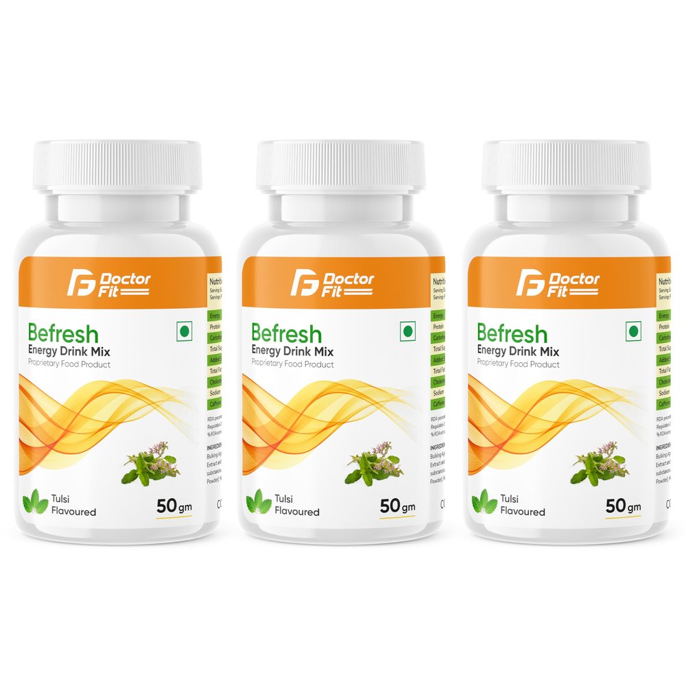 DOCTORFIT Befresh Energy Drink Mix ((50g Pack of 3), Tulsi)