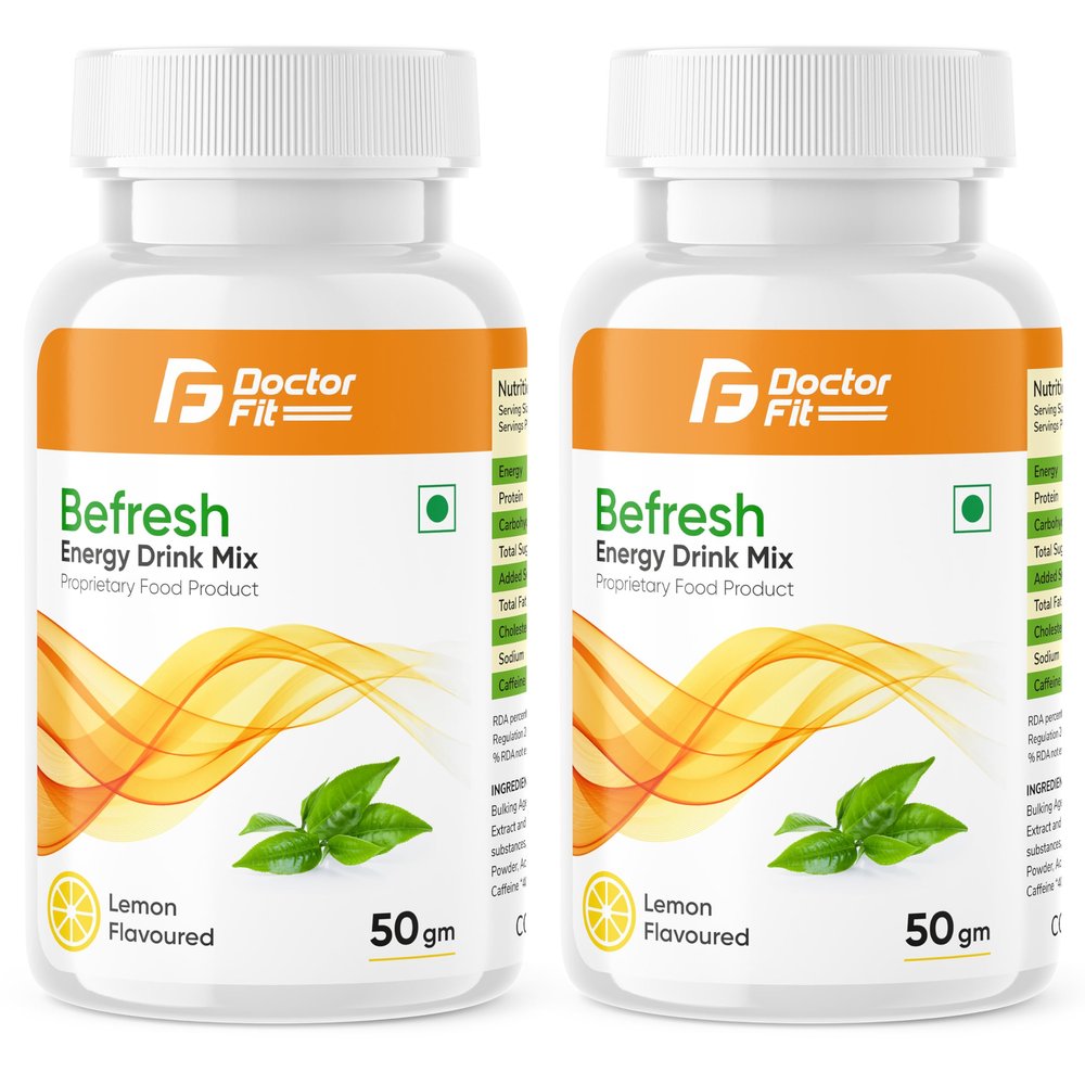 DOCTORFIT Befresh Energy Drink Mix ((50g Pack of 2), Lemon), powder, 2 count, 50 Servings