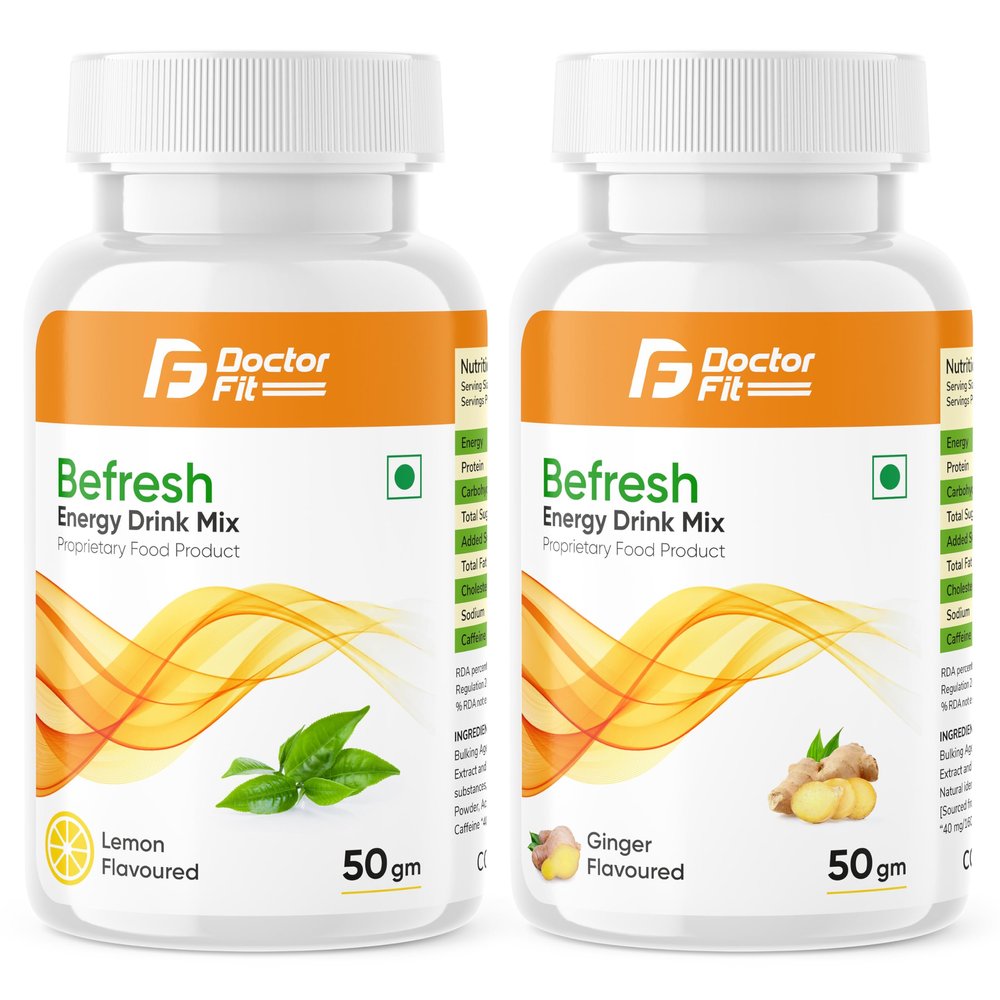 DOCTORFIT Befresh Energy Drink Mix ((50g Pack of 2), Ginger + Lemon)