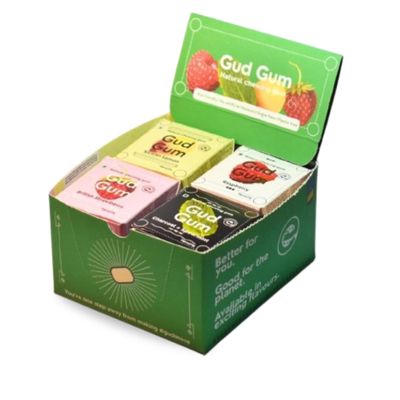 Gud Gum- Natural, Plastic Free Chewing Gum- 21g x 16 units - No added artificial colours, flavours & sweeteners (16 Packs, 240 chewing gums)