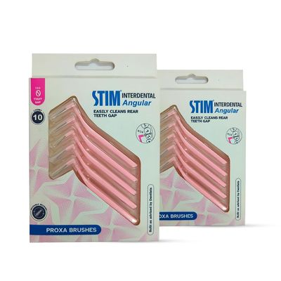 STIM Interdental Angular ISO 0 for Tight Gaps, Dentist Recommended, Easy Cleaning Between Teeth, Made in India (Pink, 20 Brushes, Pack of 2)