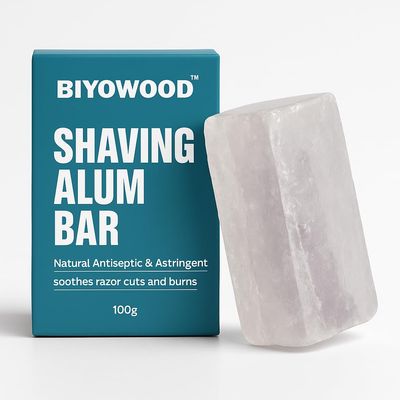 BIYOWOOD Alum Stone (Fitkari) 100g | Natural Phitkari for Skin Tightening, Glowing Skin & Aftershave Care | Pure Alum Bar for Face, Acne, Razor Bumps & Pore Cleansing | Traditional Ayurvedic Remedy
