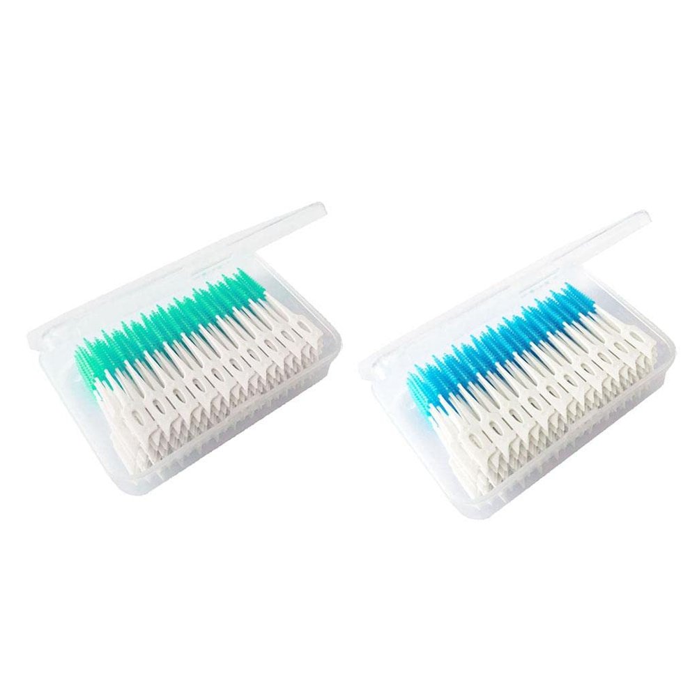 CALANDIS 160 Pcs Dental Interdental Brush Tooth Pick Flosser Toothpick Sticks Green | Dental Floss & Flossers | Oral Care