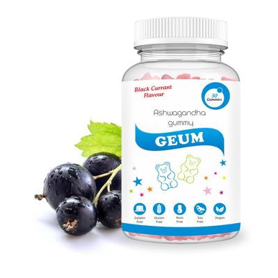 Aesthetic GEUM Ashwagandha Gummies For Men & Women | Improved Sleep Health and Support Stress Relife | Black Currant Flavour