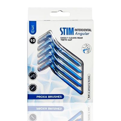 STIM Interdental Angular Brush For Wide Gaps|ISO 3-10's|Smooth Cleaning Between Teeth|Dentist Recommended|Made In India|Blue|10 Manual Brushes For Adults|Pack Of 1