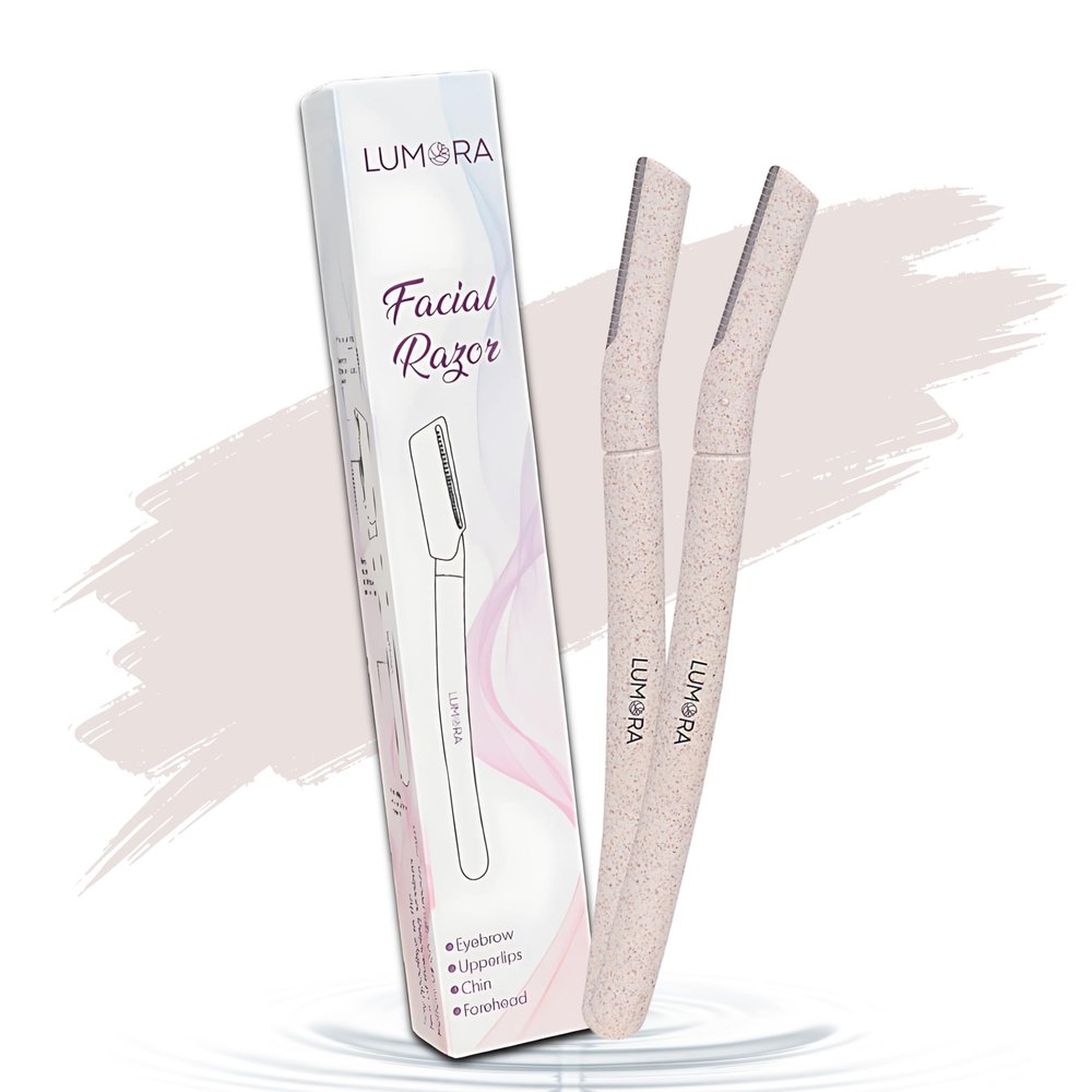Lumora Face Razor for Women - Pack Of 2 | Face Razor for Women Facial Hair |Eyebrows, Upper Lips, Chin, Forehead and Sideburns |German Stainless Steel Blade |Smooth & Instant Facial Hair Removal Razors