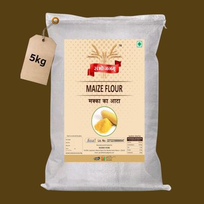 Sambhojanam Stone-Grounded Maize Flour - Gluten-Free Low Fat, and Nutrient-Rich for Baking and Cooking (5kg)