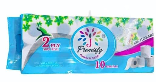 J PROMISFY 2 Soft Roll Ply Toilet Tissue Paper 100% Flush Able 10 Rolls (set of - 2 Pink Packet)
