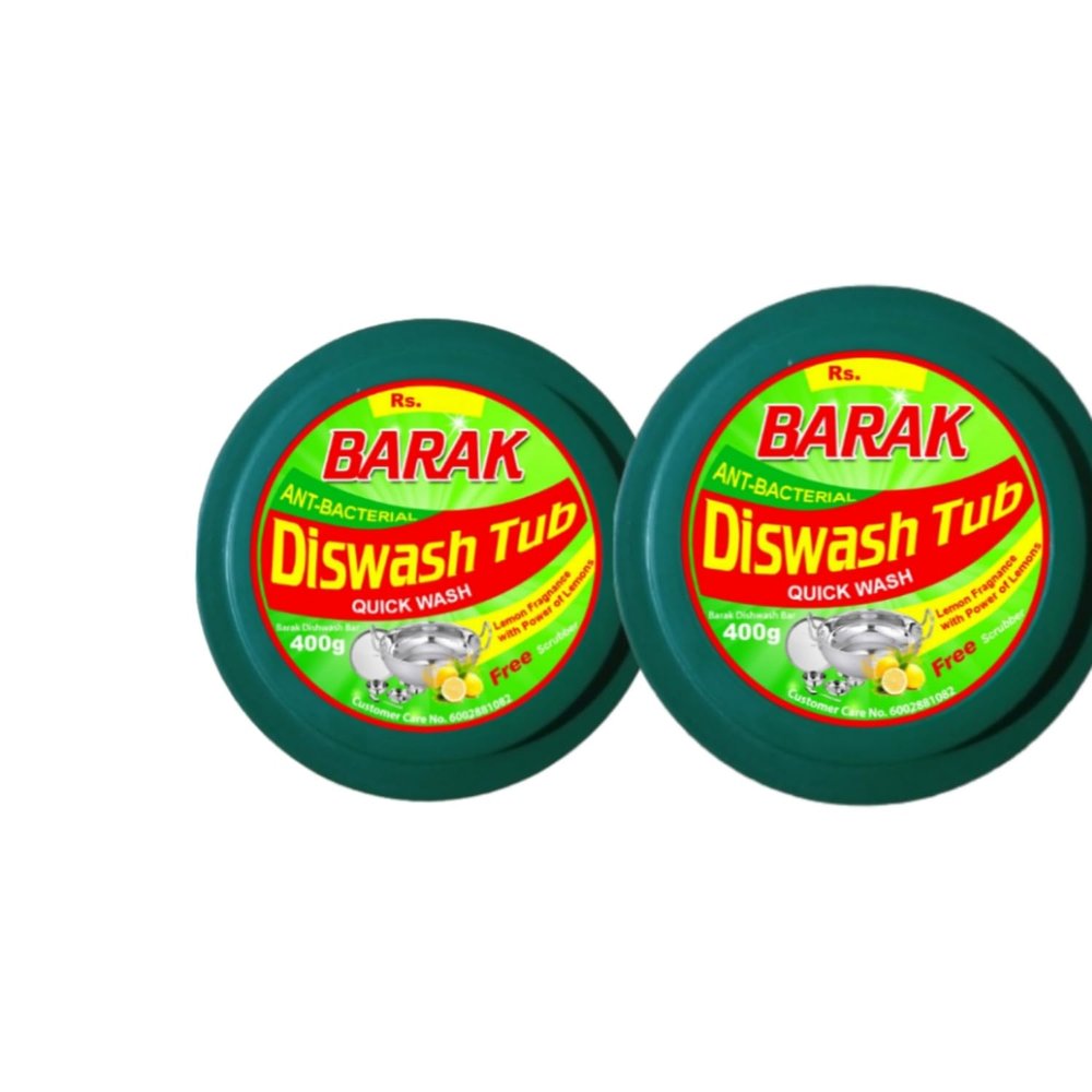 Dishwash Tub BAR-AK Anti- Bacterial | 400 Gm | Pack Of 2 With Free Scrubber | dishwash bar dishwash bar