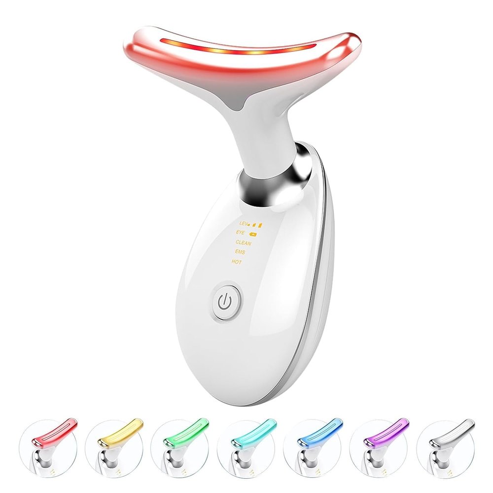 Elite Healthcare Face and Neck Beauty Device, Multifunctional Facial Skin Care Tool, 7 Color Led Face Neck Massager for Skin Care Routine at Home Skin Groomer