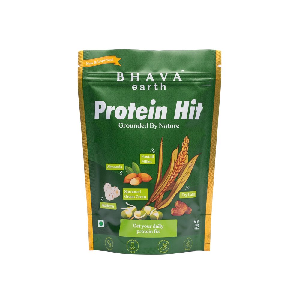 BhavaEarth PROTEIN HIT - Light PROTEIN mix for Kids and Elders - Millets (Foxtail and Bajra) | Sprouted Green Gram | Chickpea | Pumpkin Seeds | Groundnut| Almonds | Dry Dates | Makhana (300 gm).