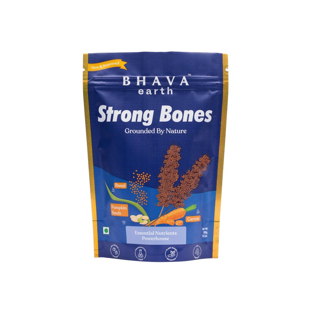BhavaEarth Strong Bones | Calcium & Phosphorus Supplement | Kids & Women | No Added Sugar | 300g
