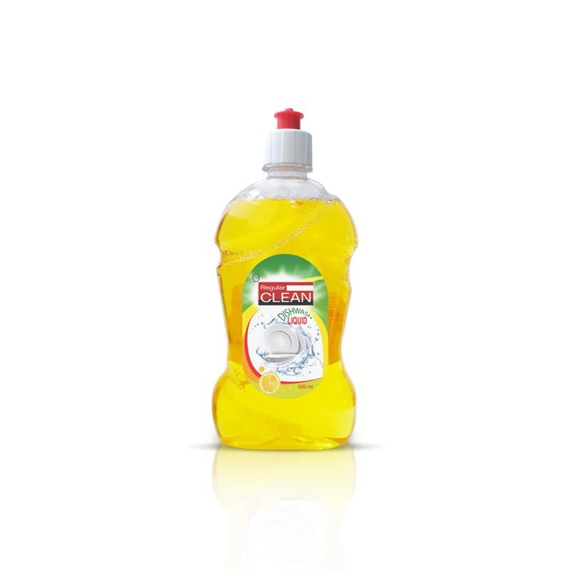 REGULAR CLEAN Dishwash Liquid Cleaner For All Utensils Sparkling Clean Dishes Long-Lasting Performance Easy Rinse-Off Removes Stubborn Stains Ideal for Household and Commercial Use. 500ML